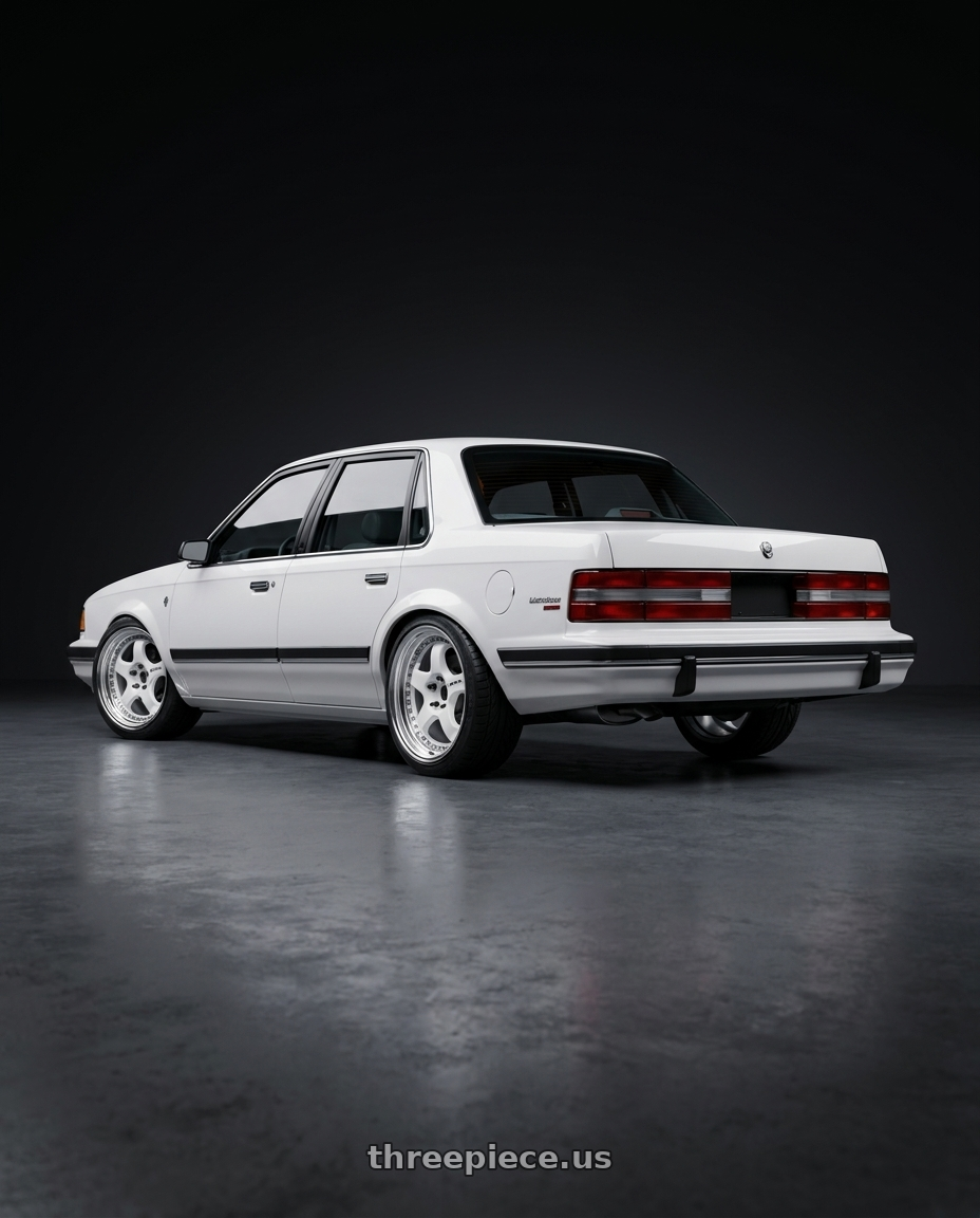 1990 Buick century limited white with Work Meister S1 3P 5x100 17x7.5+35 O Disk White wheels rear three quarter view slight stretch tires