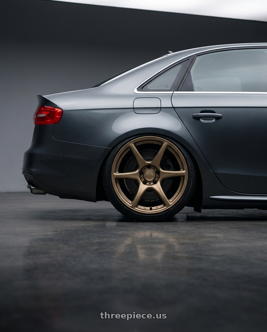 2015 Audi S4 B8.5 with Kansei K11B Tandem 5X112 19x10.5 22 Bronze wheels rear three quarter view slight stretch tires