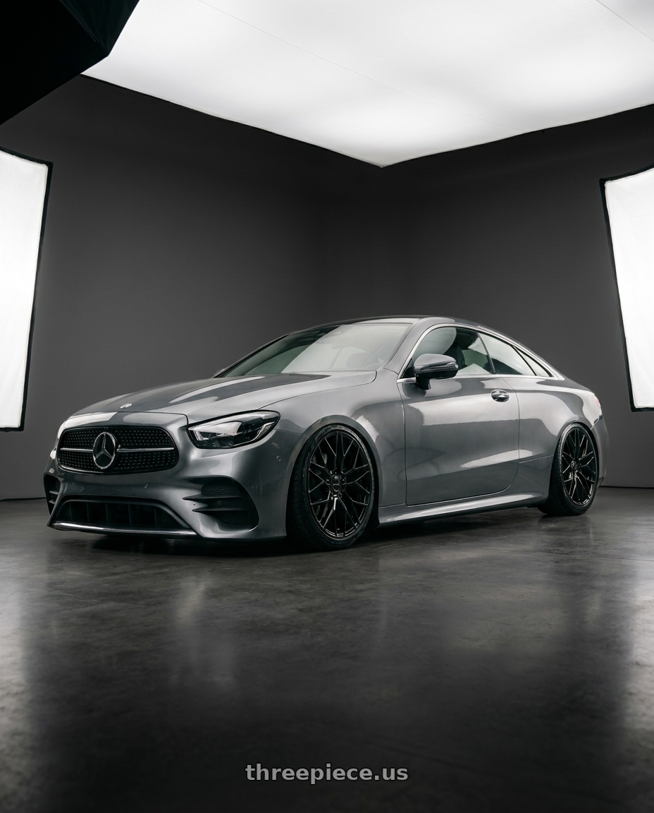 2022 Mercedes benz e 200 coupe with KATANA RACING KR01 5x108 17x7.5 +40 Glossy Black wheels