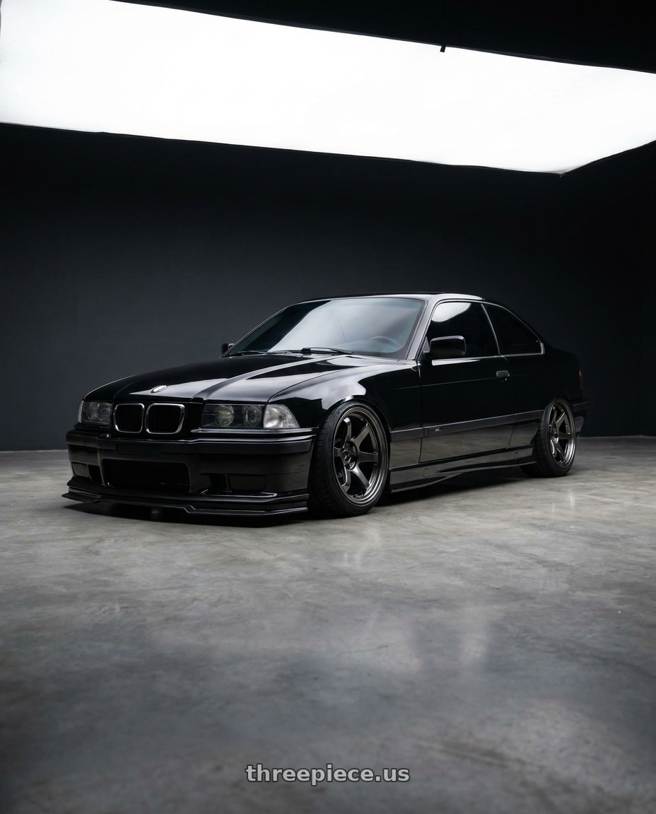 1993 BMW E36 325i coupe with Enkei PF06 5x114.3 16x8+30 Black Machined wheels