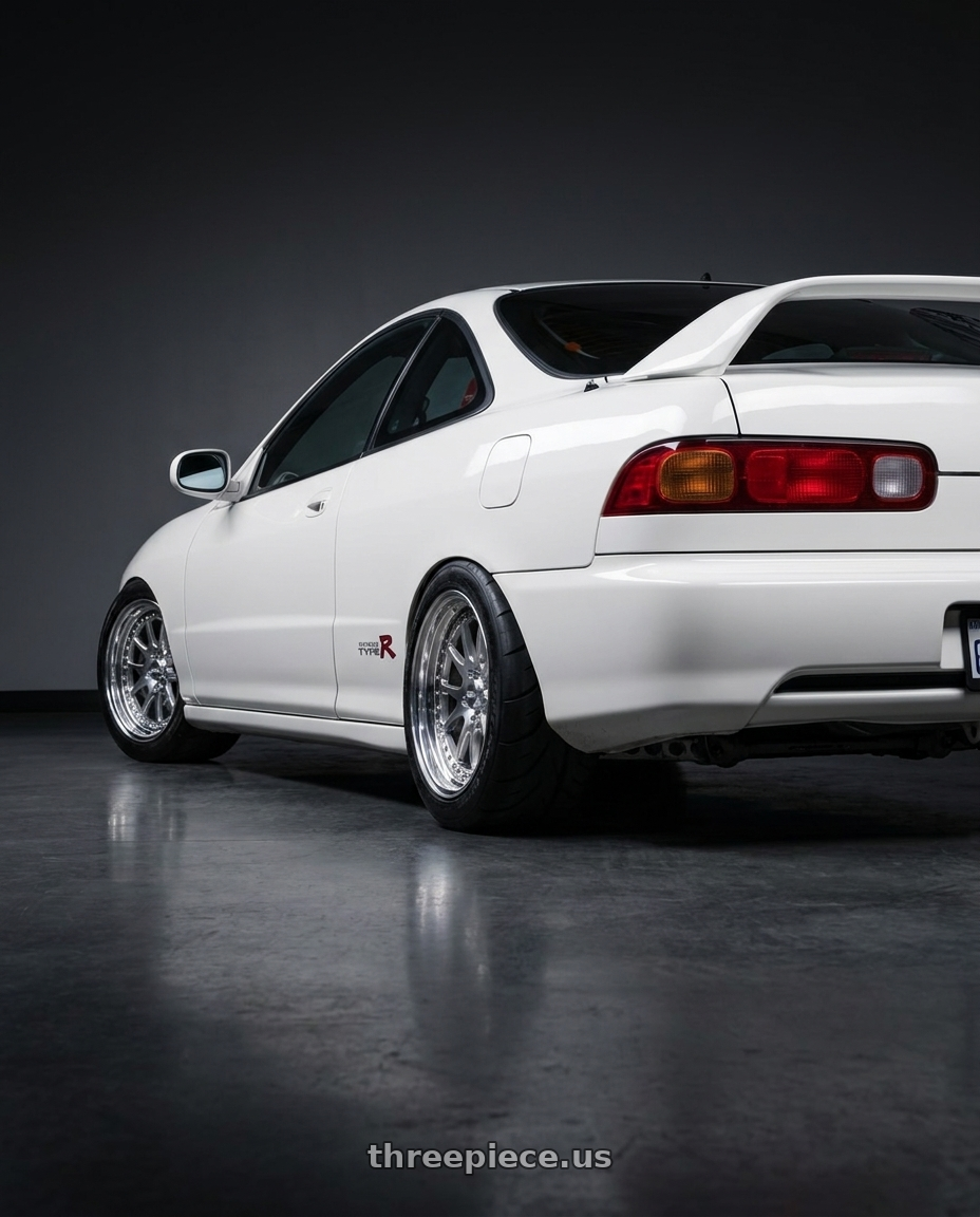 1999 acura integra with CCW CZ05 5x114.3 17x7 +40 Polished wheels rear three quarter view meaty tires