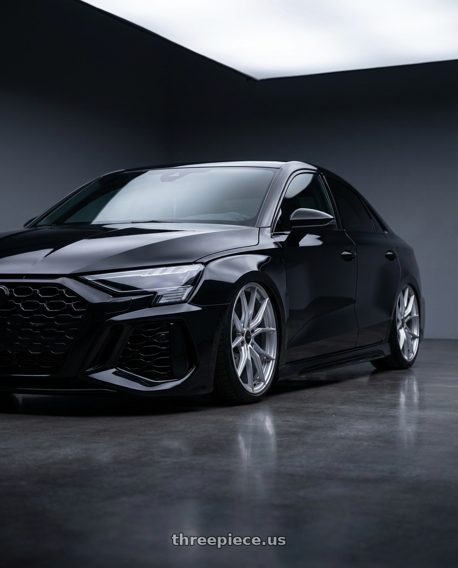 2022 Audi RS3 8Y with Advanti Racing 80S Hybris 5X112 19x9.5 +35 Silver with Machined Face wheels