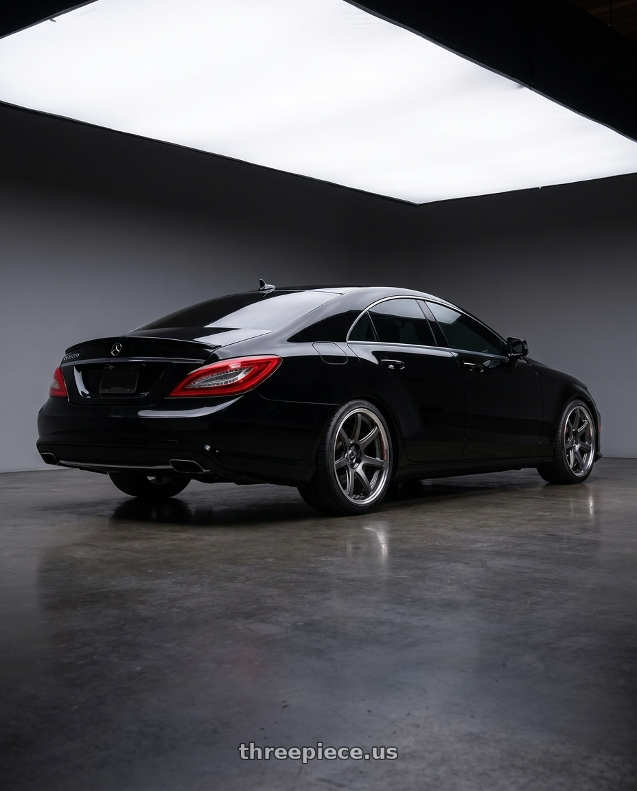 2012 mercedes benz cls550 with Work Emotion T7R 2P wheels rear three quarter view square tires