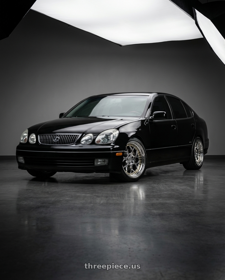 2003 lexus gs300 sport design with Aodhan DS01 5x114.3 18x8.5+35 Vacuum Chrome W/ Gold Rivets wheels