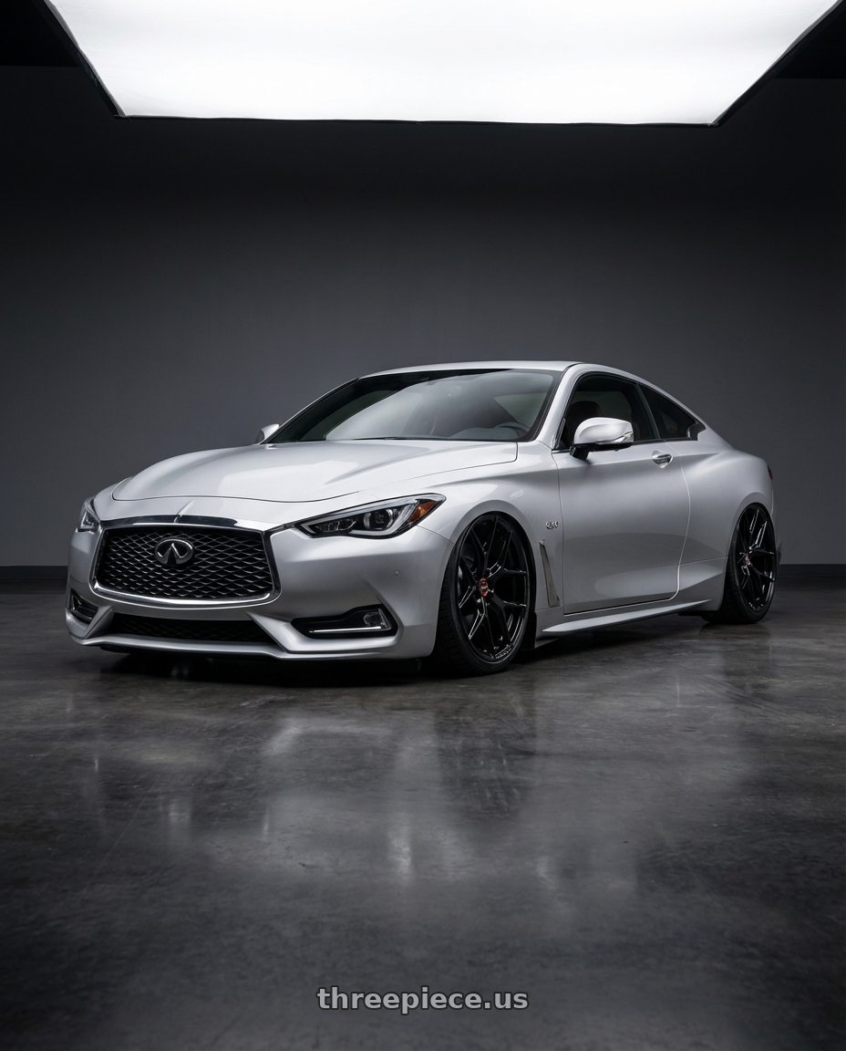 2020 Infiniti Q60 with Vossen HF-5 20x9.5 / 5x114.3 / ET25 / Deep Face / 73.1 -GB - Gloss Black Wheel - HF5-0N07 wheels