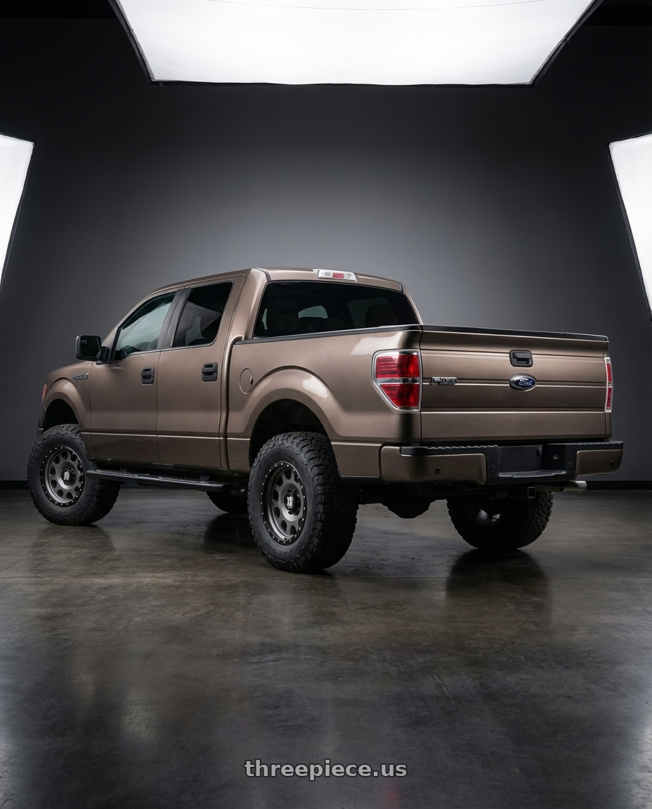 2013 Ford F-150 with XD XD126 ENDURO PRO 6X135 20X9 +18 MATTE GRAY W BLACK REINFORCING RING wheels rear three quarter view meaty tires