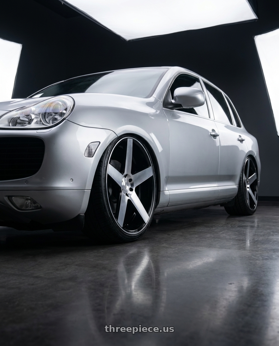 2005 Porsche Cayenne Turbo with Status EMPIRE 5X120 24X9.5 +15 GLOSS BLACK W/ MACHINED FACE wheels