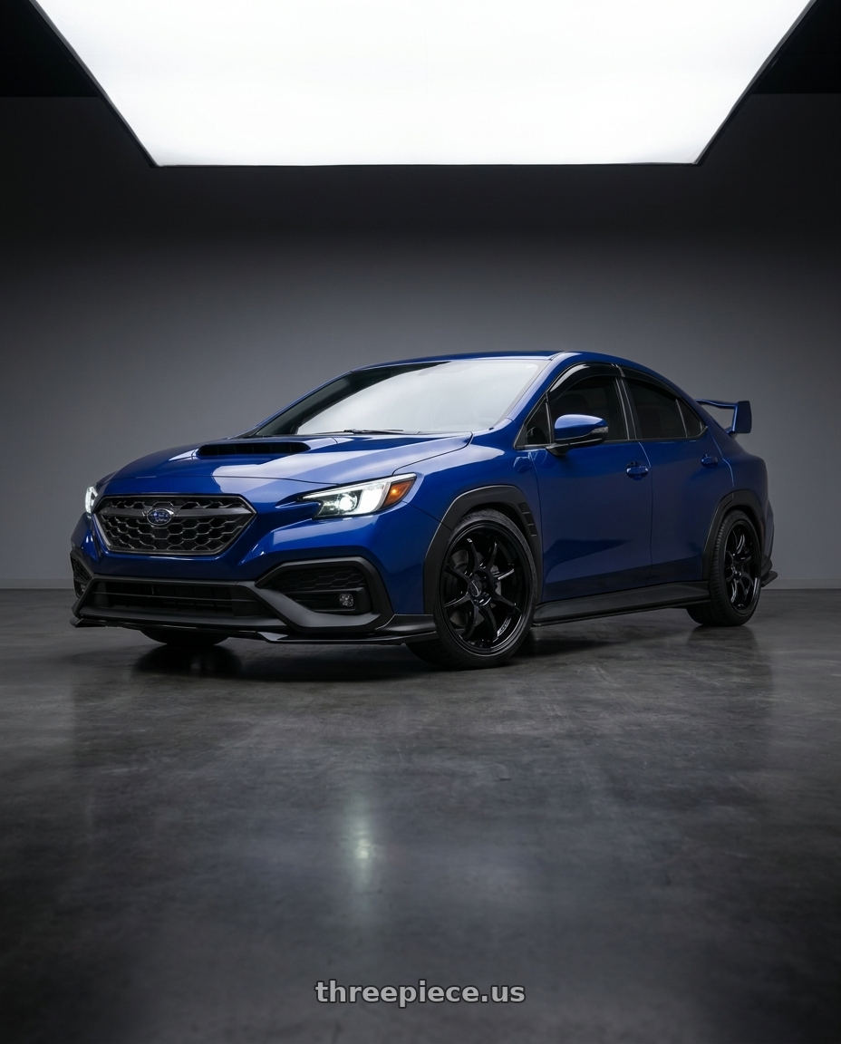 2023 subaru wrx Sapphire pearl with Work Emotion D9r 5x114.3 18x8.5 +38 Black wheels