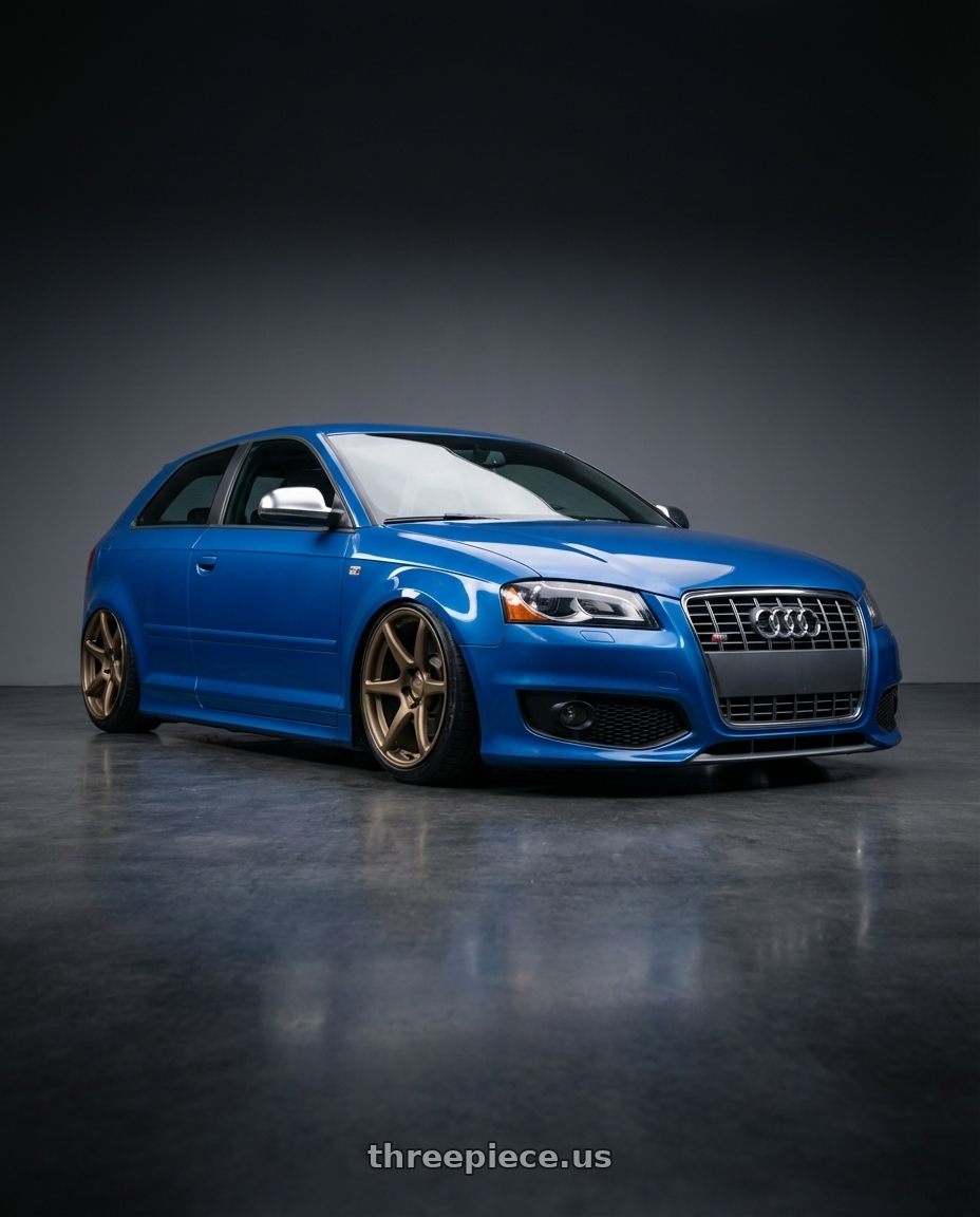 2019 Audi S3 8V with Kansei K11B Tandem 5X112 19x10.5 22 Bronze wheels front three quarter view stanced stance