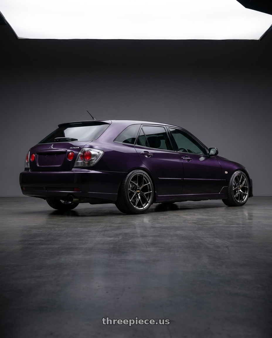 2001 toyota alteeza gita ,wagon,midnight purple paint,gun gray brake, with BBS FI-R CL 20x9.0+52 Diamond Black wheels rear three quarter view slight stretch tires