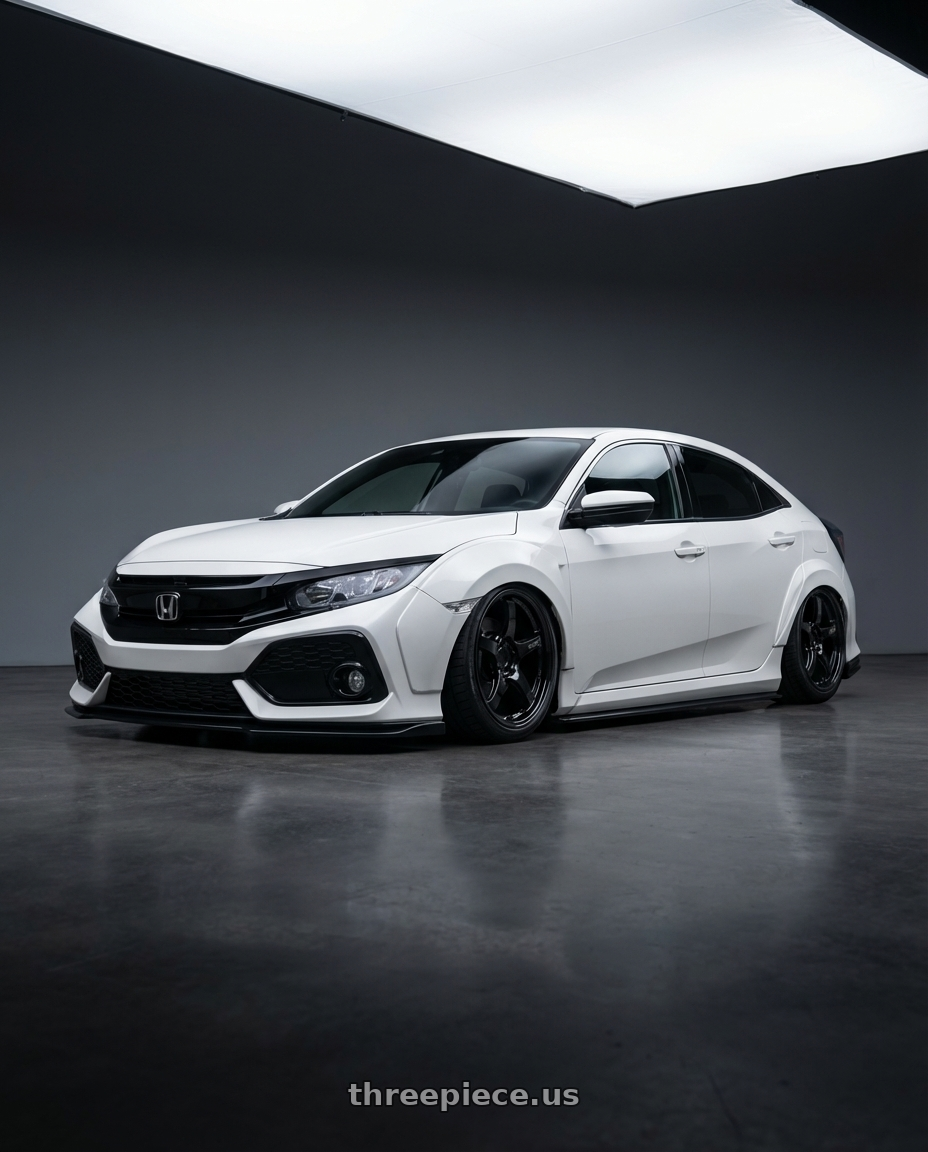 2019 Honda Civic with Gram Lights 57CR 5x114.3 19x8.5+35 Glossy Black wheels