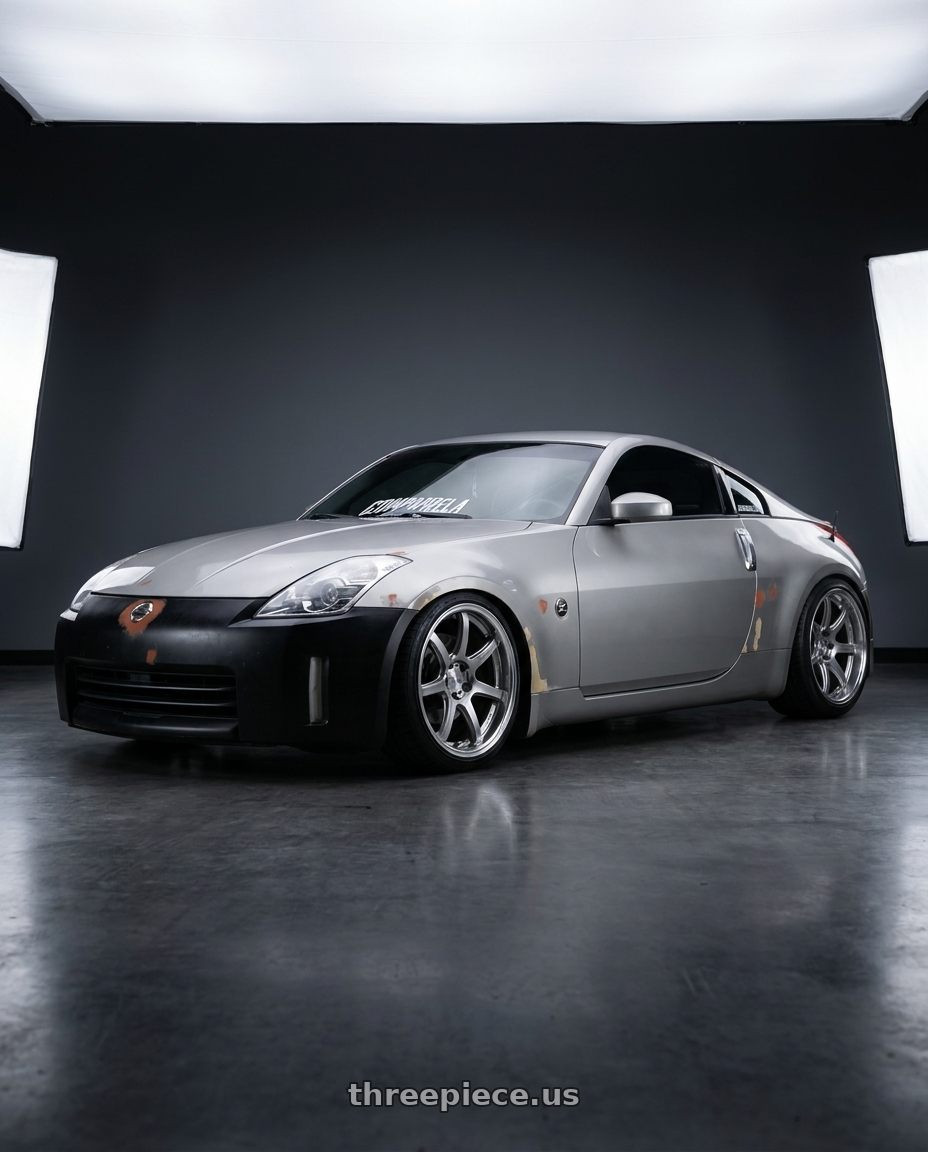 2008 nissan 350z base silver with Work T7r 2P 5x114.3 18x10.5 +22 GT SILVER wheels
