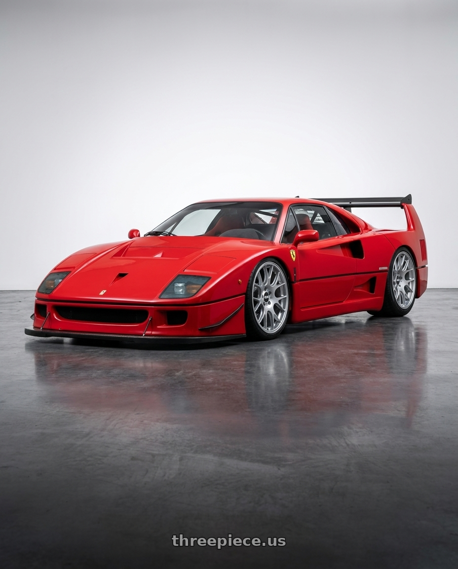 1989 Ferrari F40 with BBS CH-R 5x120 19x9.5 +35 Brilliant Silver Polished Rim Protector wheels