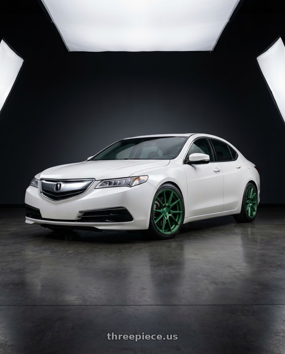 2015 Acura TLX 3.5 W / Tech Package with Ruff R351 4X100/4X114.3 17X7.5 +40 GREEN wheels