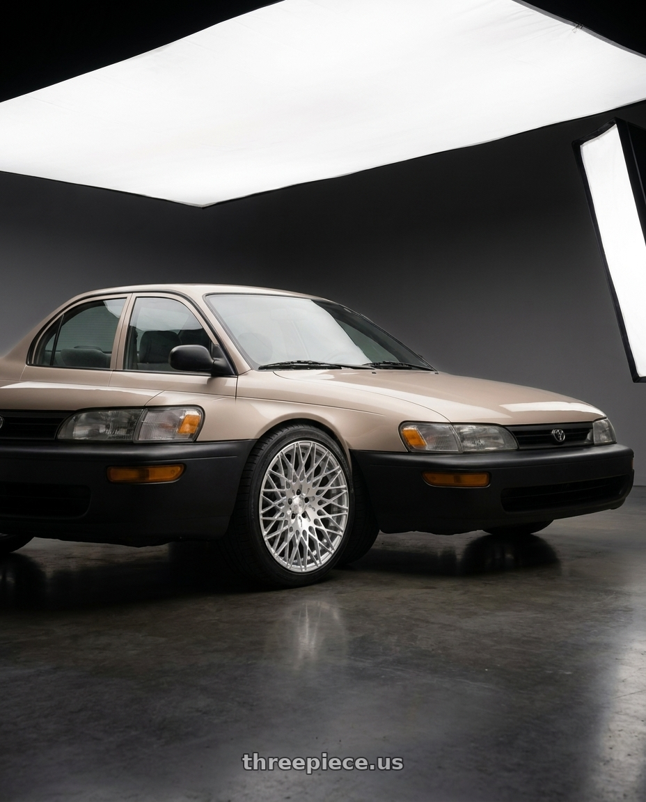 1993 Toyota Corolla with Avant Garde Wheels M540 5X100 18x8 +30 Silver Machined wheels