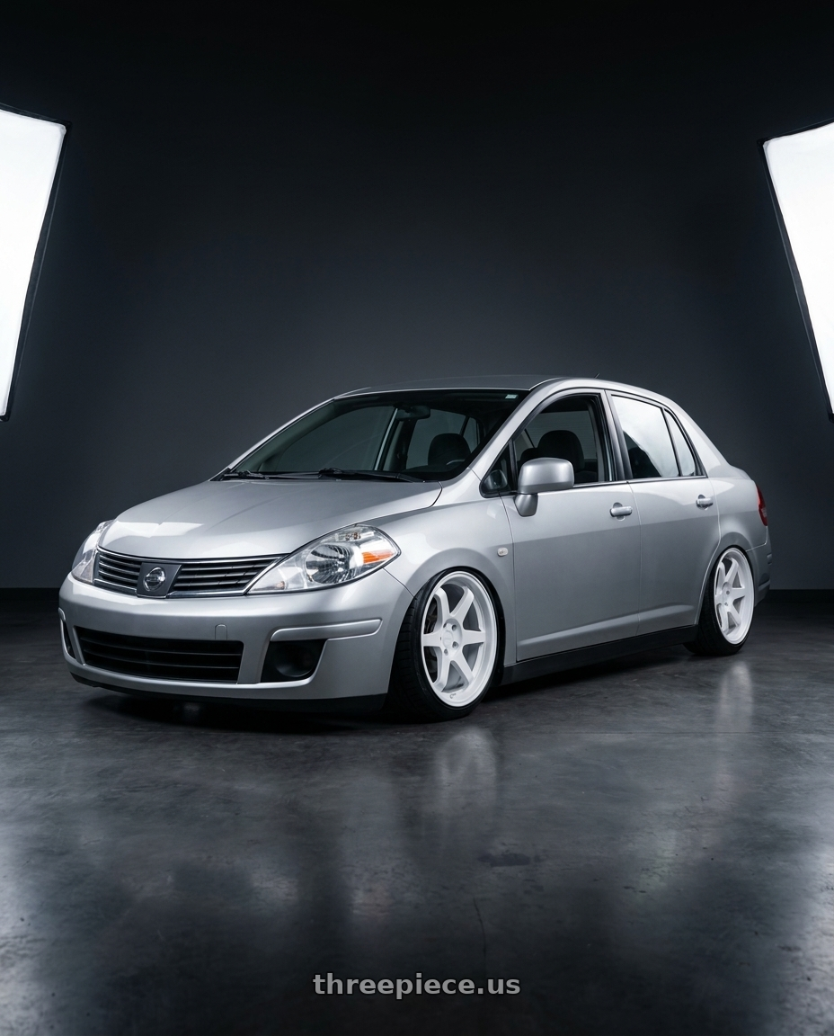 2007 Nissan Tiida with ESR Wheels SR SERIES SR07 5x114.3 17x8.5 +30 Gloss White wheels