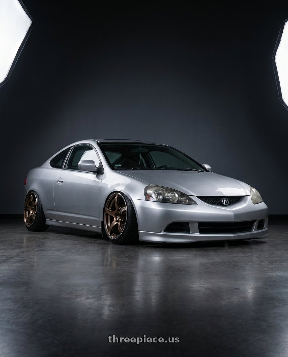 2005 Acura Rsx base silver with Advan Racing TC4 5x114.3 17x8.0 +38 UMBER BRONZE METALLIC & RING wheels