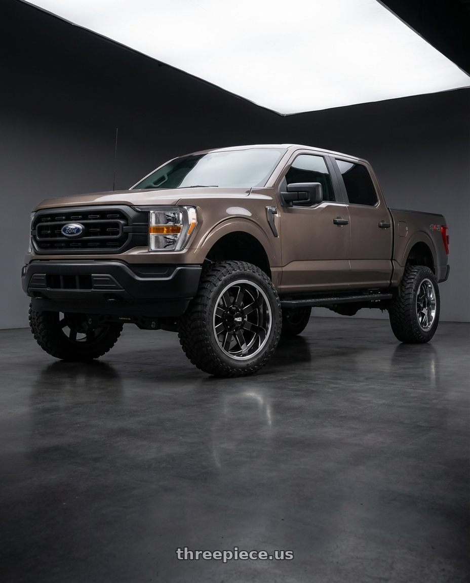 2013 Ford F-150 with Moto Metal MO200 6X135 22X12 -44 GLOSS BLACK MILLED CENTER CHROME LIP wheels