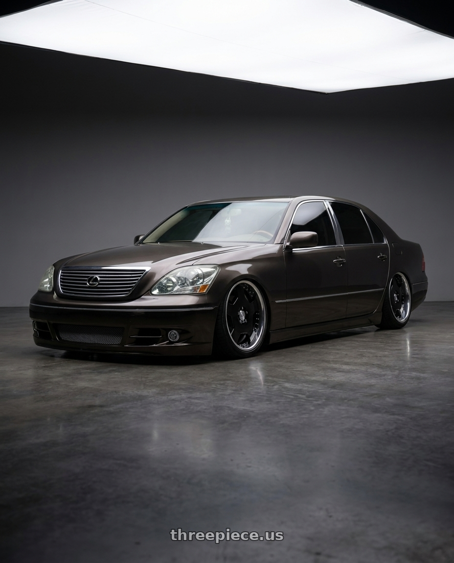 2004 Lexus LS430 with Work Lanvec Ld1 5x114.3 19x8.5+45 O Disk Black wheels
