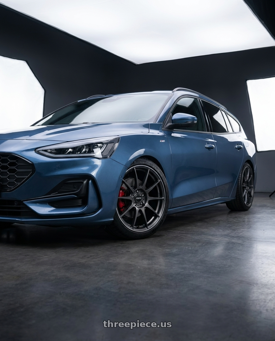 2024 ford focus wagon stline with Volk Racing G025 5x114.3 19x8.5+42 Matte Gunblack / Rim Edge DC wheels