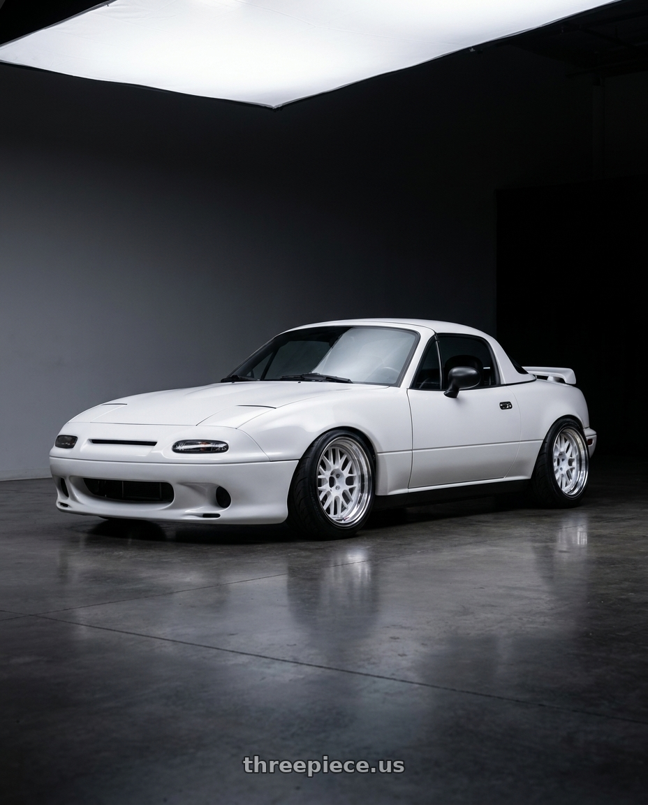 1993 Mazda Miata with Volk Racing 21A 5x112 18x10.5 +30 DASH WHITE/ DC wheels