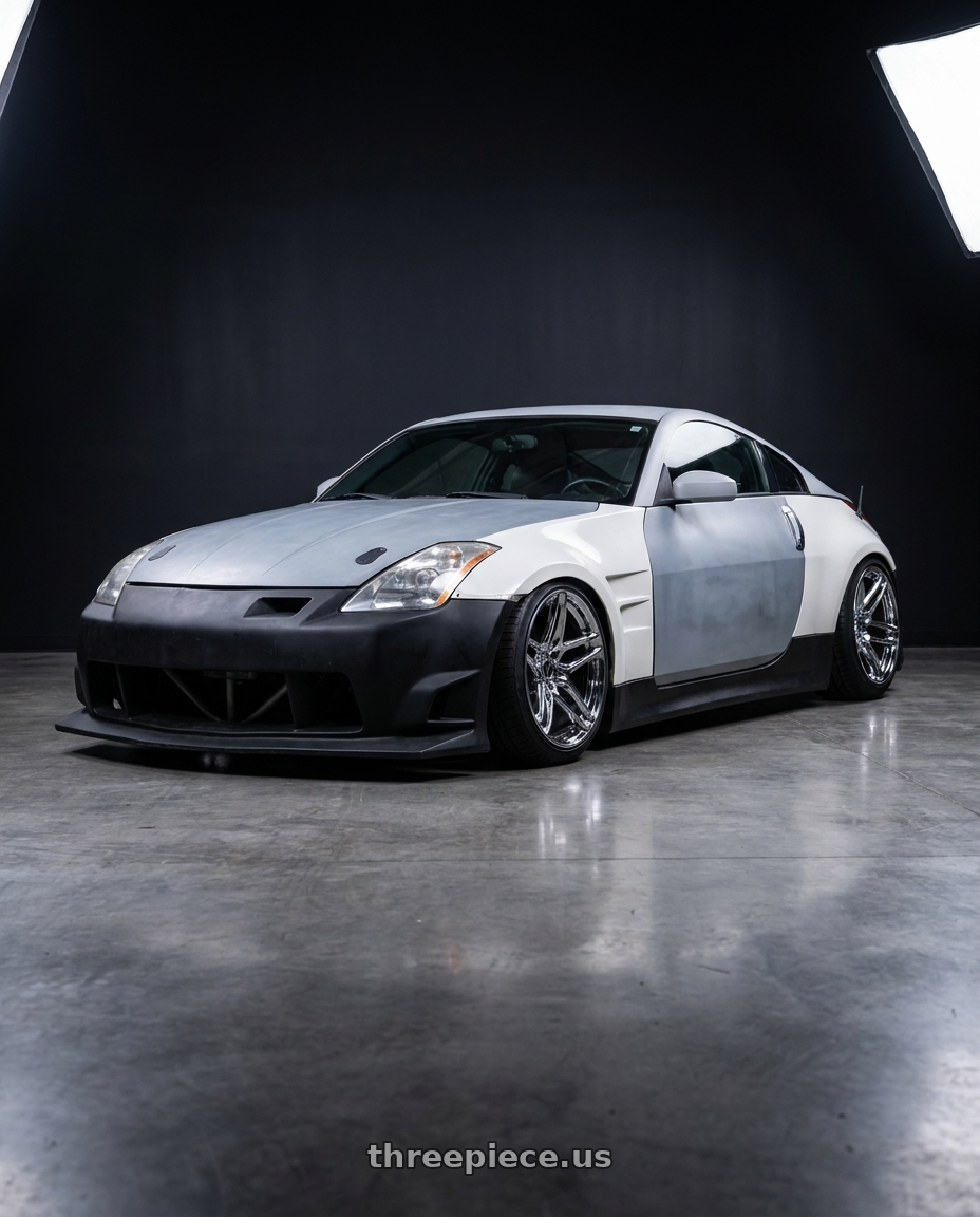 2003 Nissan 350Z with Heritage Wheel EBISU MonoC 5x114.3 18x9.5+22 Chrome wheels