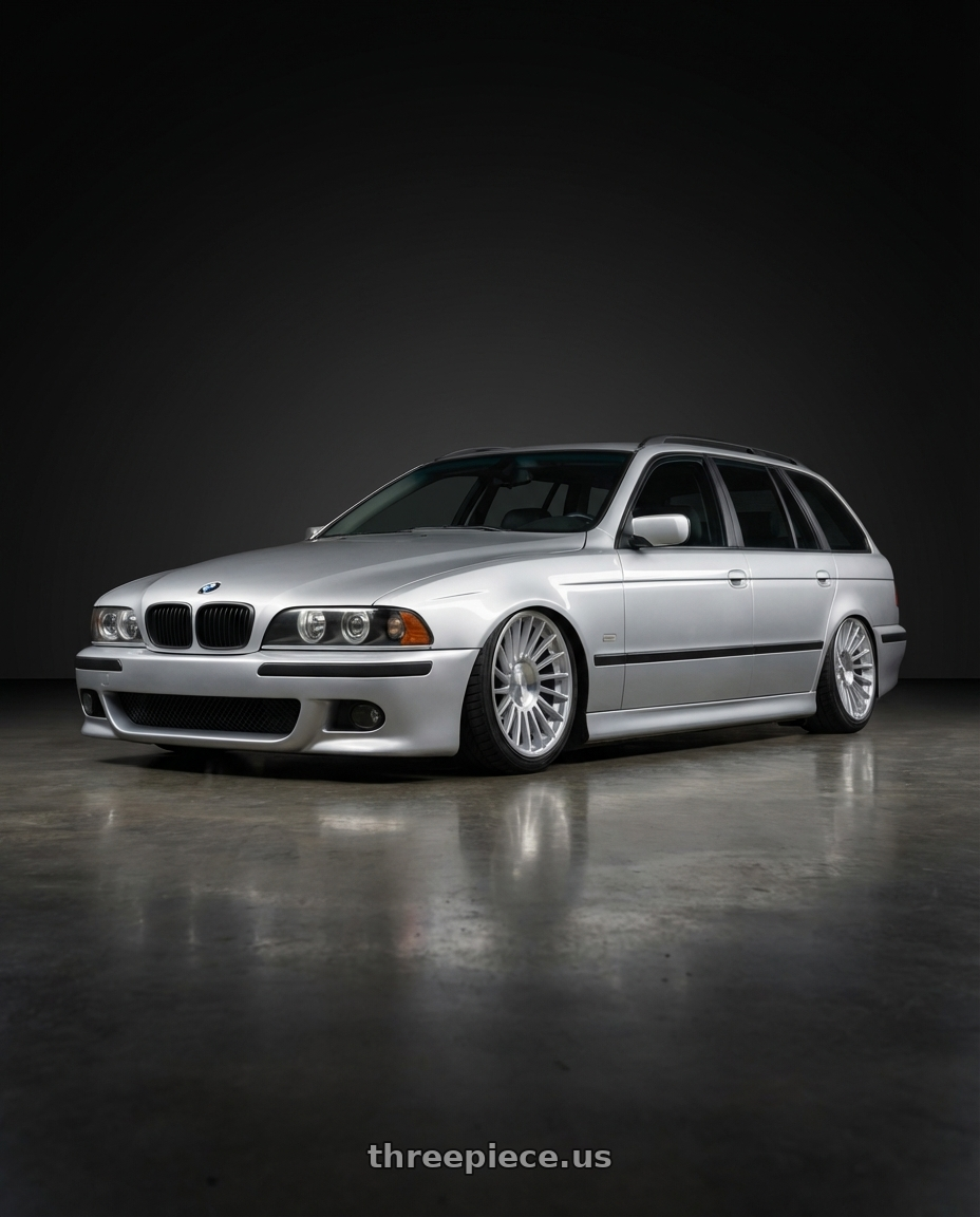 2001 bmw 5 series wagon with Rotiform 1PC R110 BLQ 5X112 19X8.5 +45 GLOSS SILVER MACHINED wheels