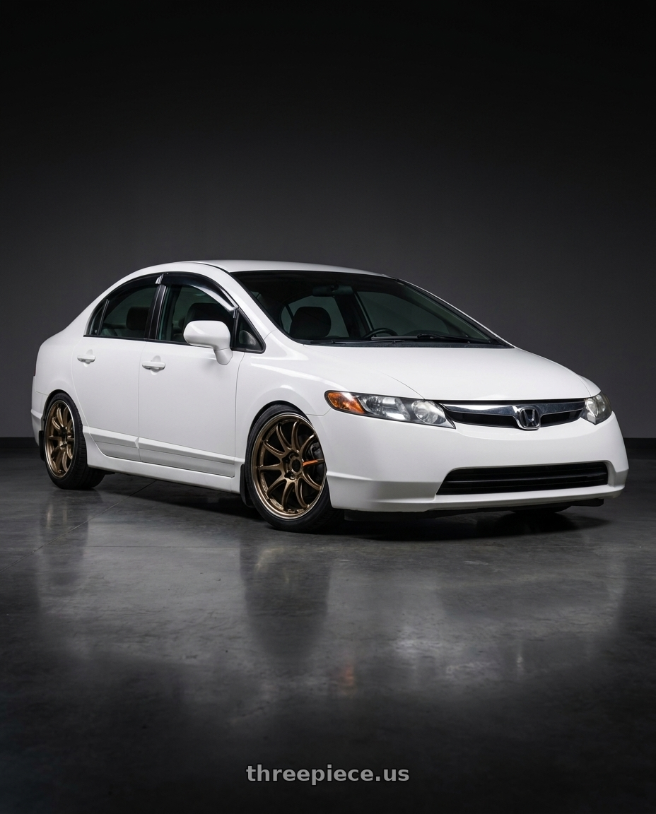 2007 honda civic ex with Work Emotion Zr10 5x100 17x8 +35 Titanium Diamond Lip Cut wheels