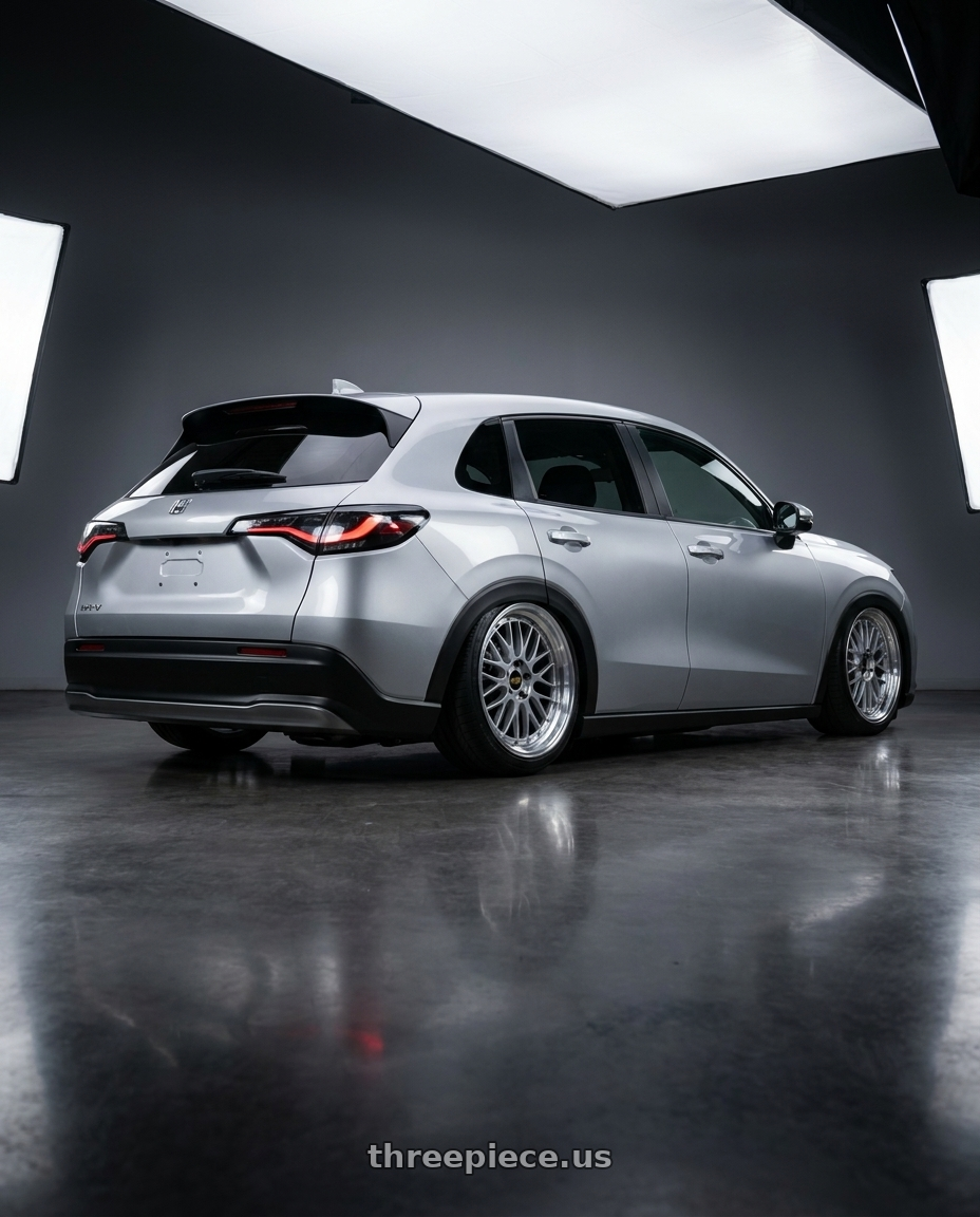 2023 Honda hr v with BBS LM 5x114.3 20x10.0+38 Diamond Silver wheels rear three quarter view slight stretch tires