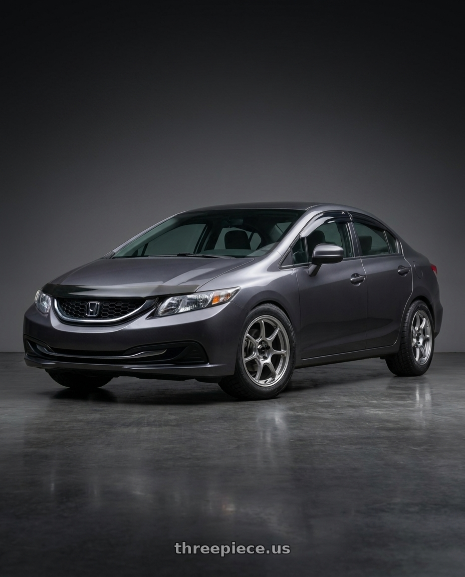 2015 Honda Civic LX with Konig Ultragram 5X114.3 18x8.5+42 Titanium Metallic Knurled Bead wheels