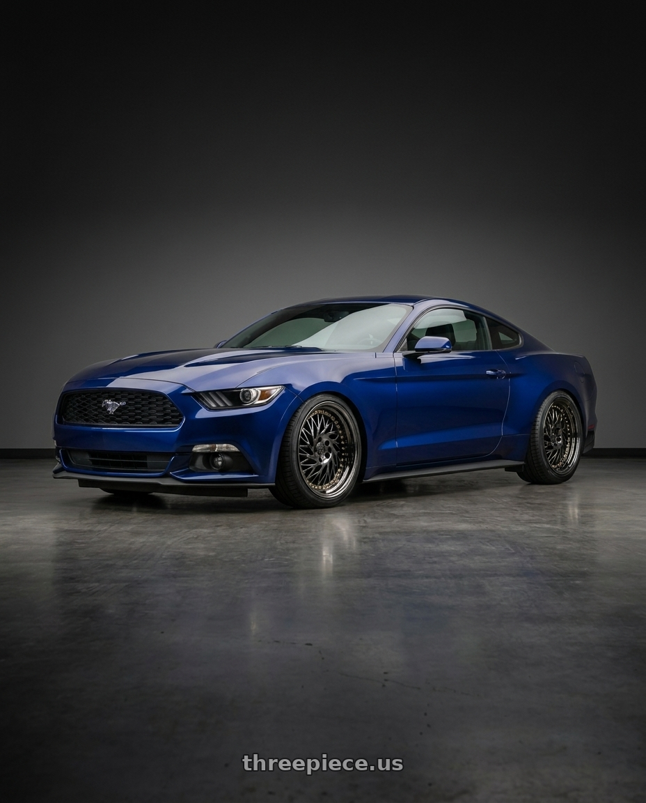 2017 S550 Mustang with Aodhan DS03 5x114.3 18x9.5 +30 Black Vacuum w/ Gold Rivets wheels