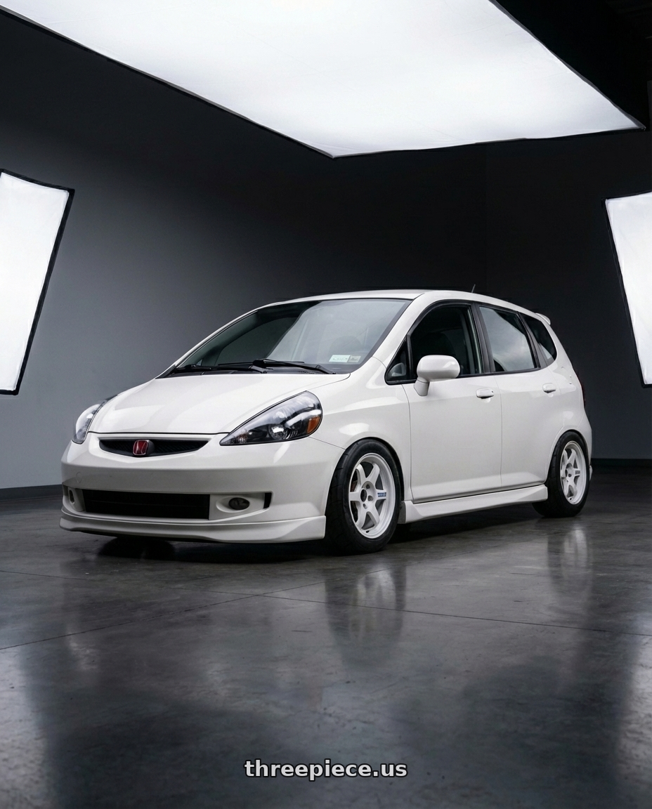 2007 Honda fit  with Volk Racing TE37 Gravel 5x114.3 15x7.0+35 White wheels