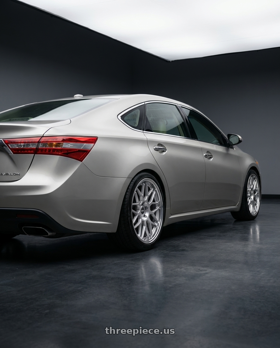 2013 toyota avalon with ESR Wheels APEX SERIES APX01 5x114.3 18x8.5 +30 Hyper Silver wheels rear three quarter view slight stretch tires