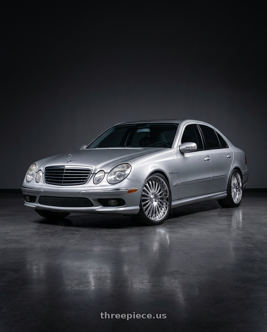 2011 benz e55  with Amani Napoliano 5x112/5x114.3 22x9 +32 Brush Center Chrome Lip wheels