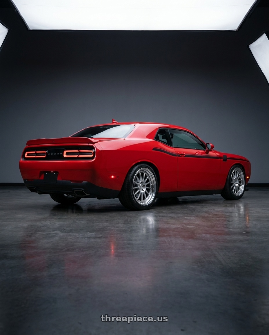 2021 Dodge Challenger GT AWD with SSR Professor TF1 5x115 20X8.5+35 MD Disk Titan Silver wheels rear three quarter view square tires