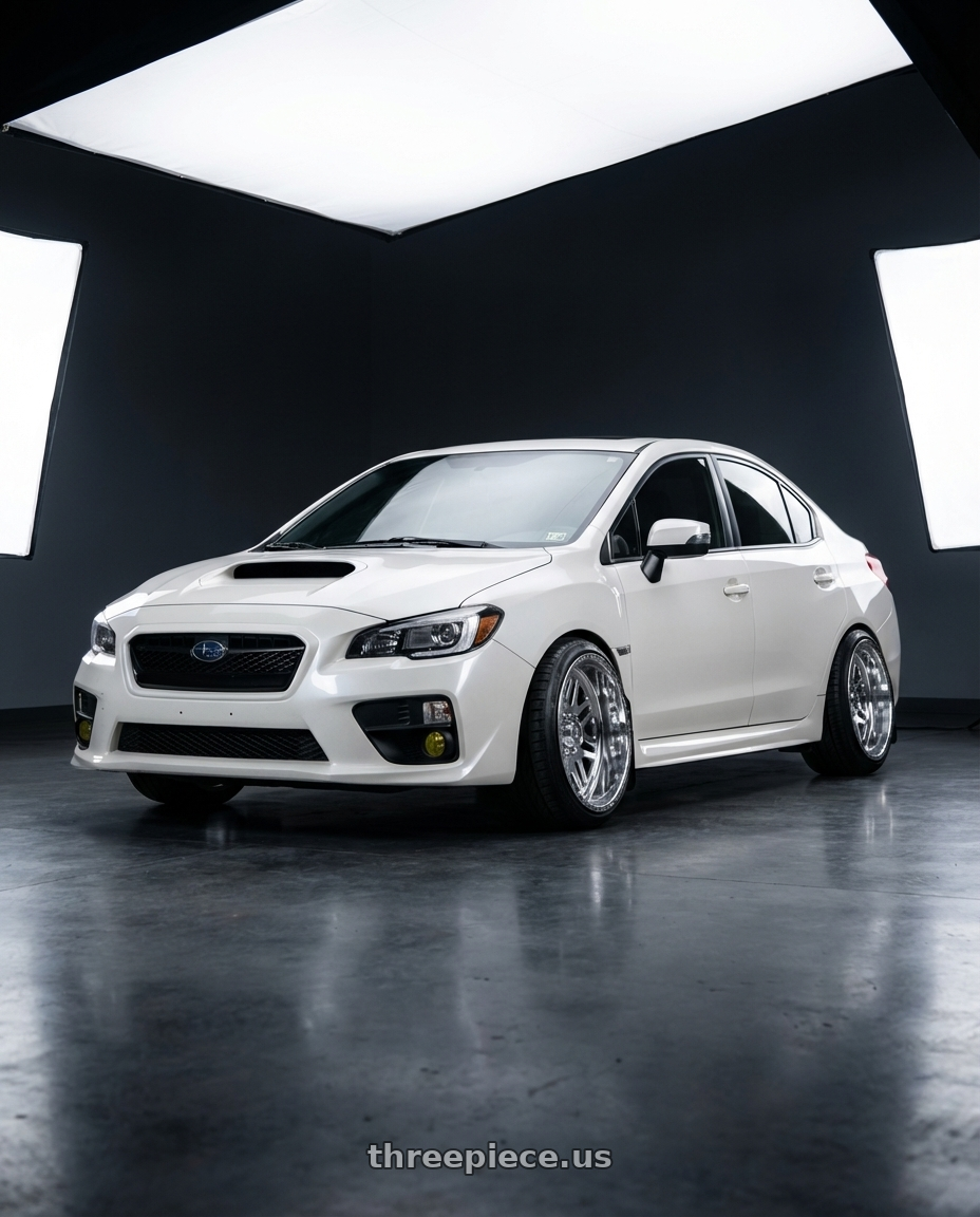 2017 Subaru WRX Limited, Crystal Pearl White with American Force B02 Trax SS 6X139.7 20X12 -40 POLISHED wheels front three quarter view lifted stance