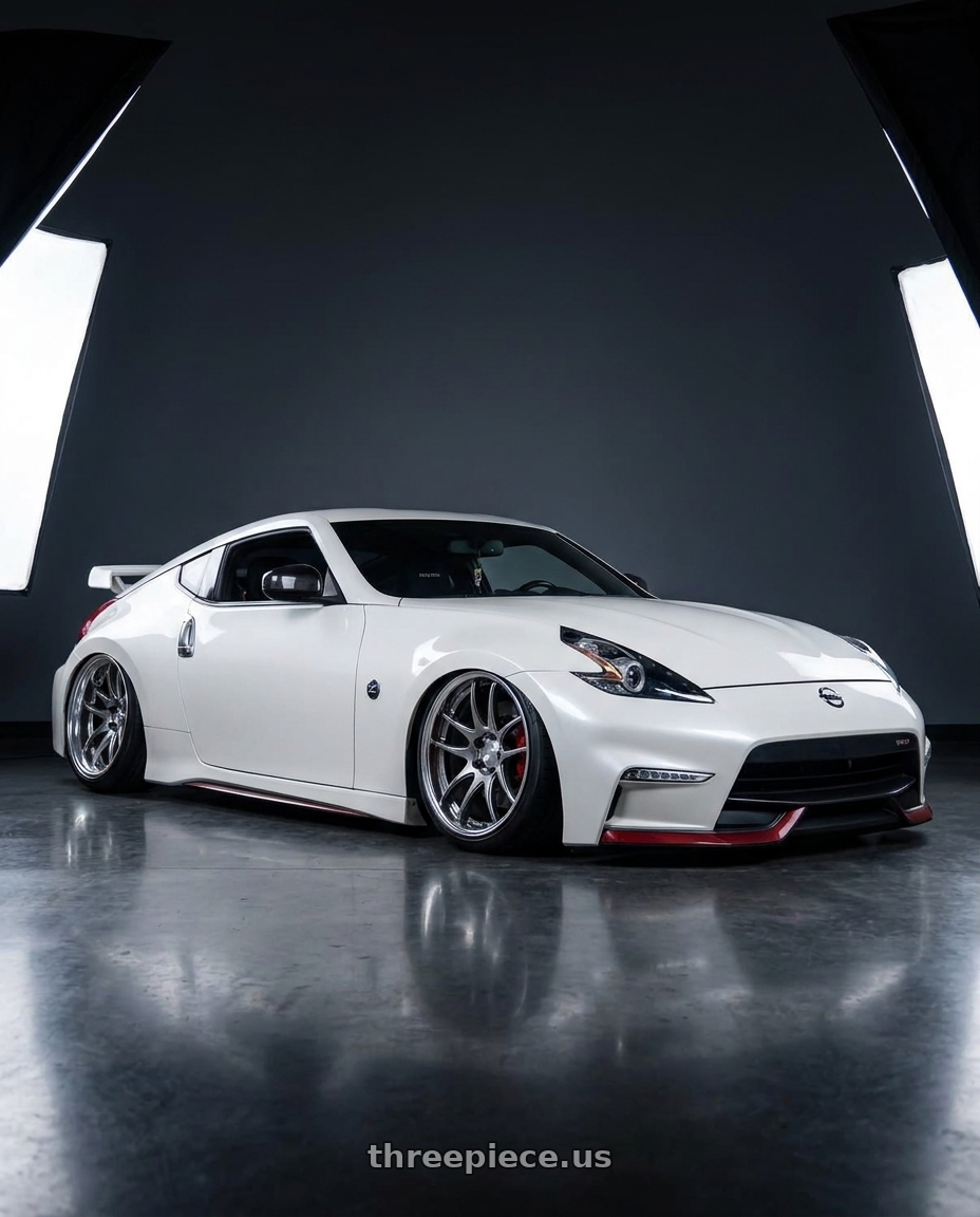 2018 Nissan 370z with Work Cr 2P 5x114.3 19x9.5 +18 GT Silver wheels