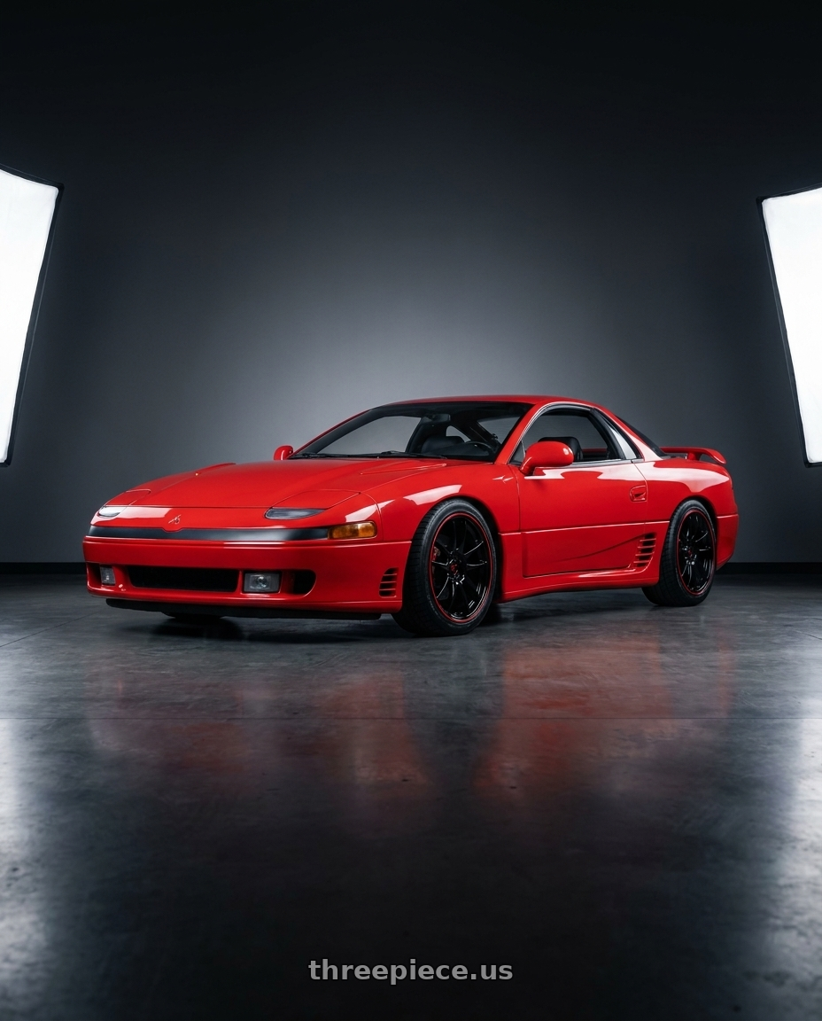 1993 Mitsubishi 3000gt vr4 with Spec-1 SPT-33 5x114.3/5x120 18x8.5 +38 Gloss Black & Red Line wheels
