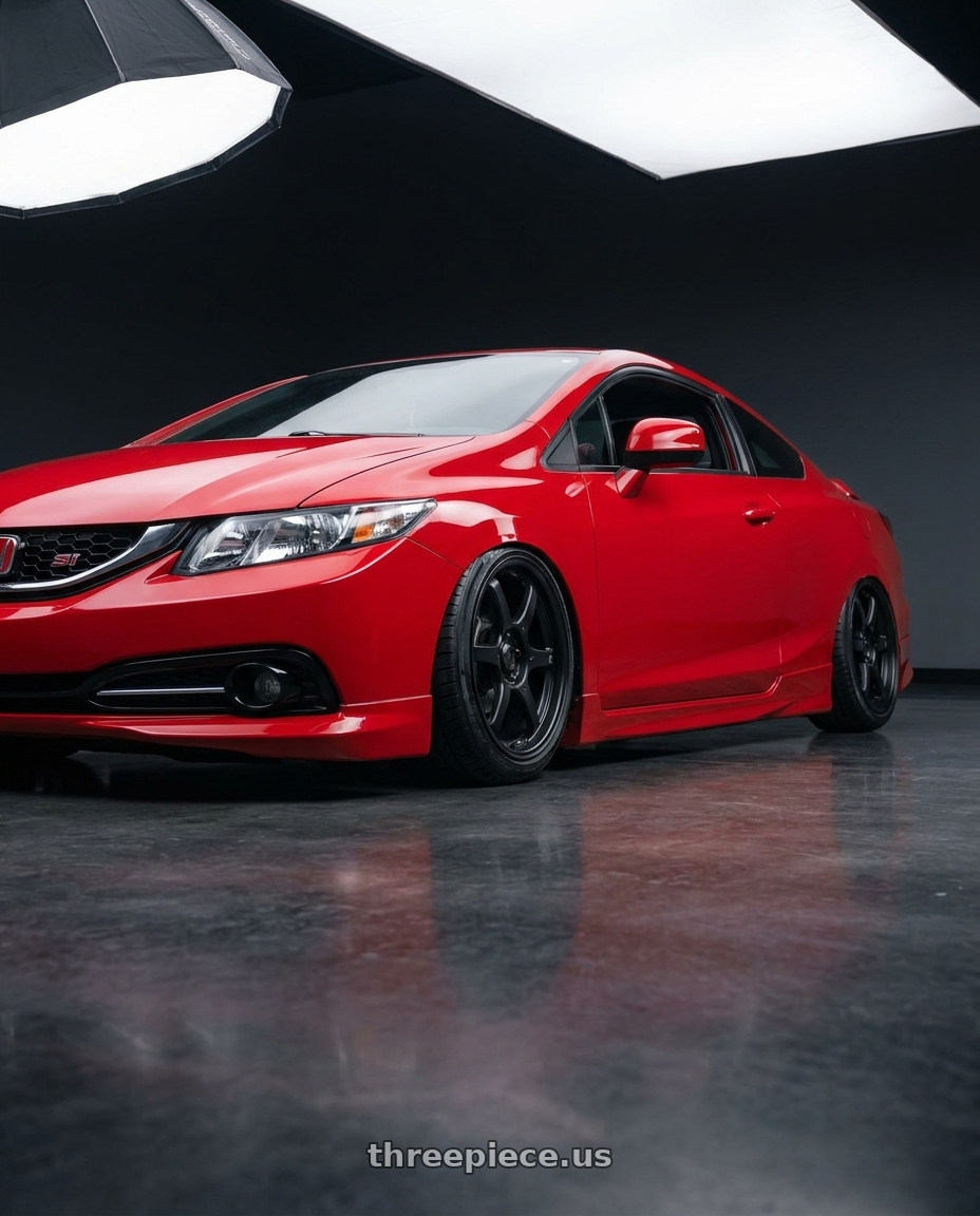 2015 Honda Civic Si with Konig Backbone 5x114.3 17x7.5+35 Matte Black Milling Logo on Spoke wheels