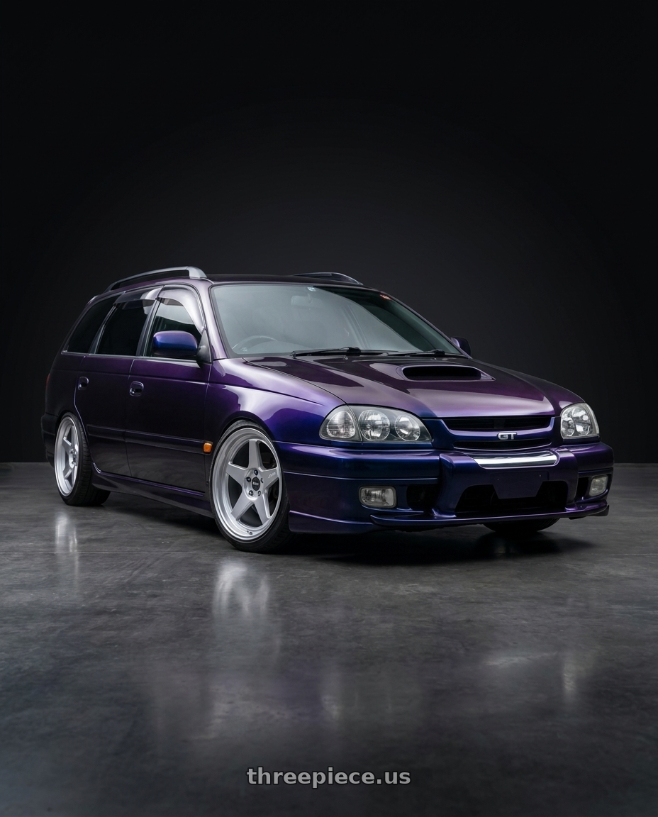 1997 Toyota Caldina with ESR Wheels CR SERIES CR5 5x100 18x8.5 +30 Hyper Silver wheels
