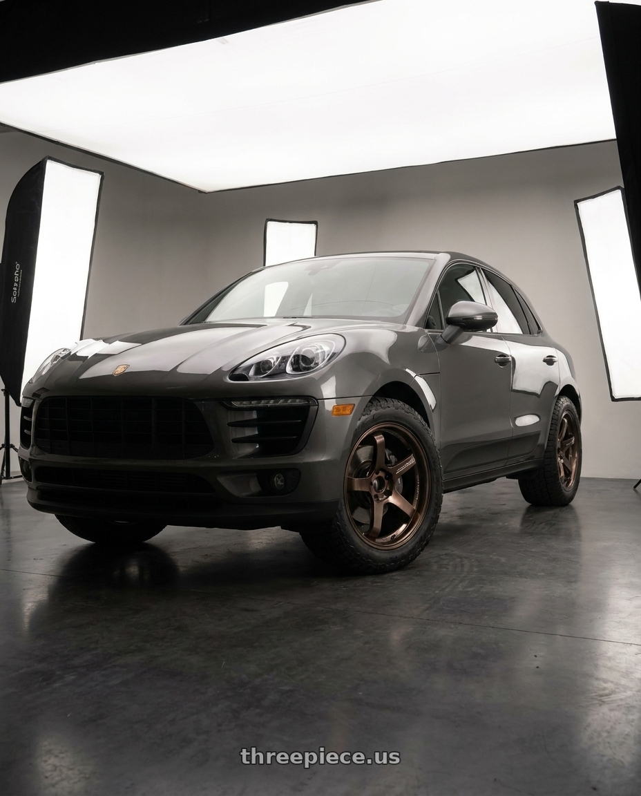 2017 Porsche Macan with Advan Racing GT BEYOND 5x112 20x10.5 +15 RACING COPPER BRONZE wheels front three quarter view stock stance