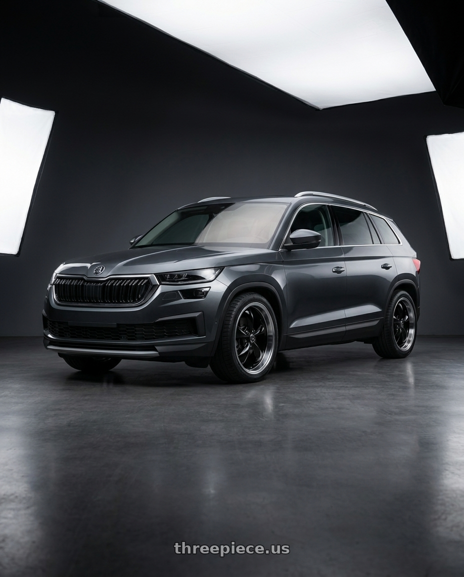 2025 Skoda Kodiaq with American Racing AR105 TORQ THRUST M 5X120 18X9 +34 GLOSS BLACK W/ MACHINED LIP wheels