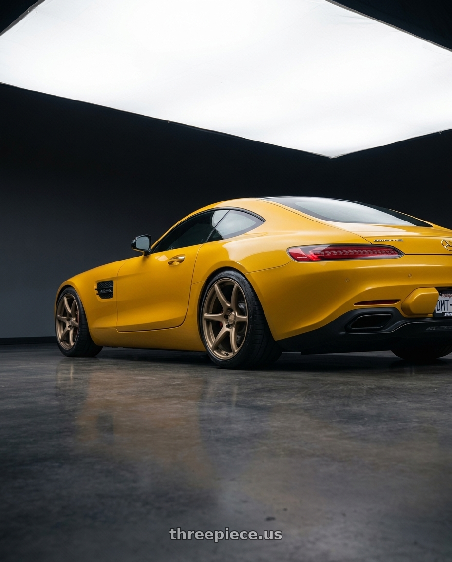 2019 Mercedes-Benz AMG GT with Kansei K11B Tandem 5X112 19x9.5 22 Bronze wheels rear three quarter view square tires