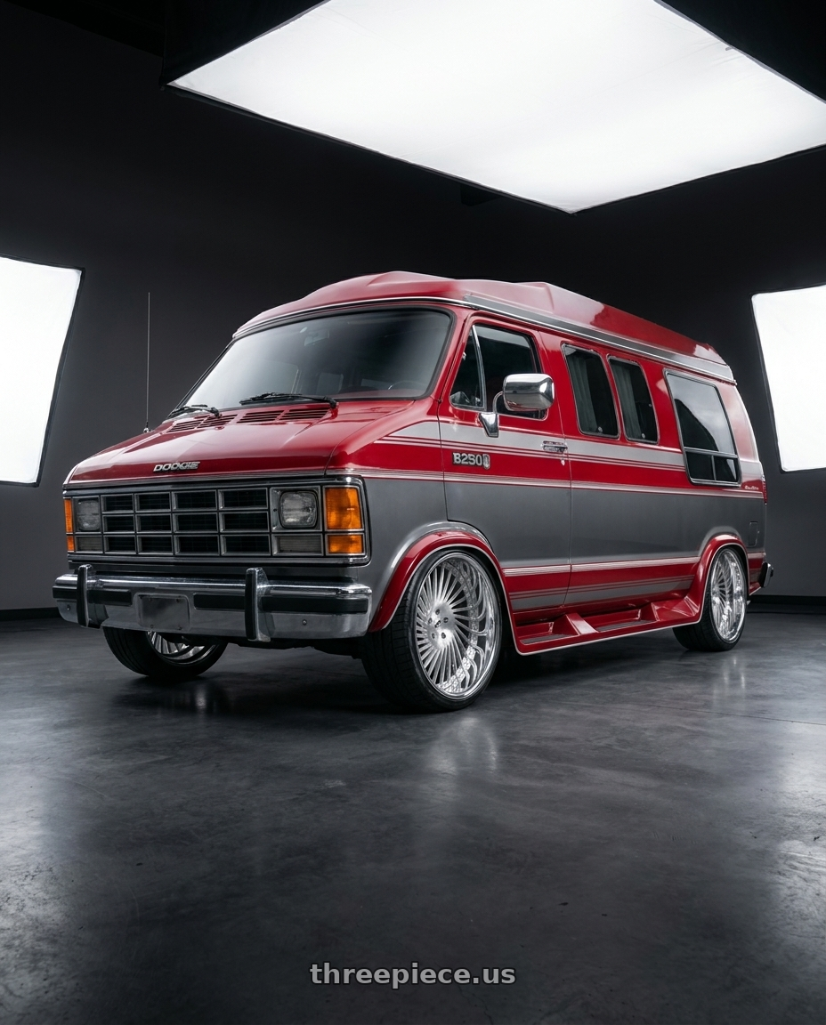1990 dodge ram b250 with Amani Chile 5x120/5x127 26x10 +5 Brush Center Chrome Lip wheels