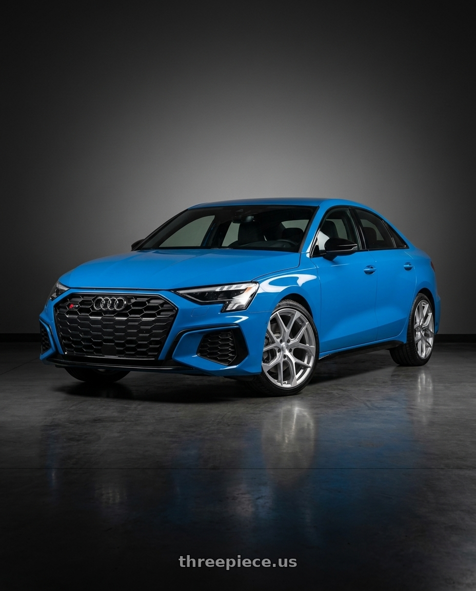 2023 Audi S3 with Aodhan AFF2 5x112 19x8.5+35 Gloss Silver Machined Face wheels