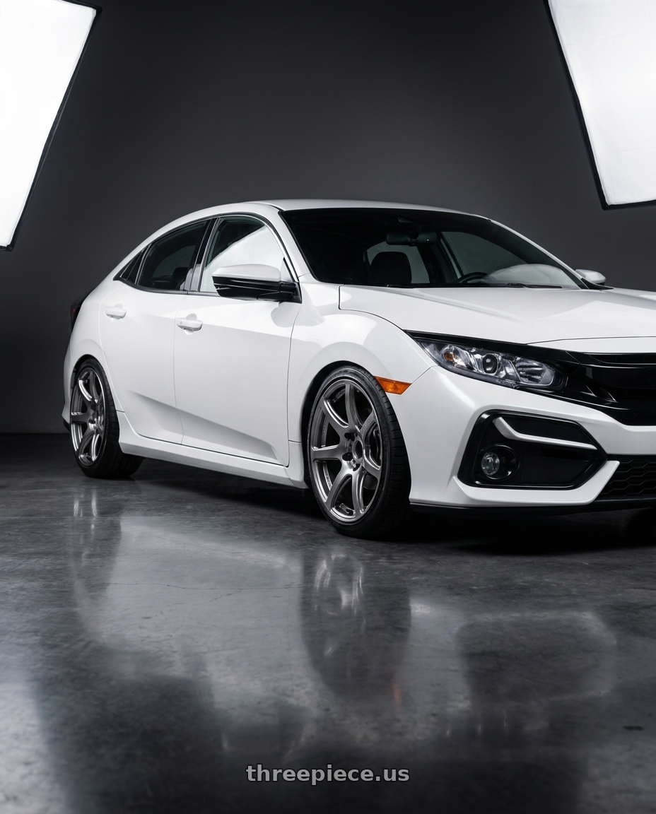 2021 Honda Civic with Work Emotion T7r 5x100 18x8.5 +38 Gt Silver wheels