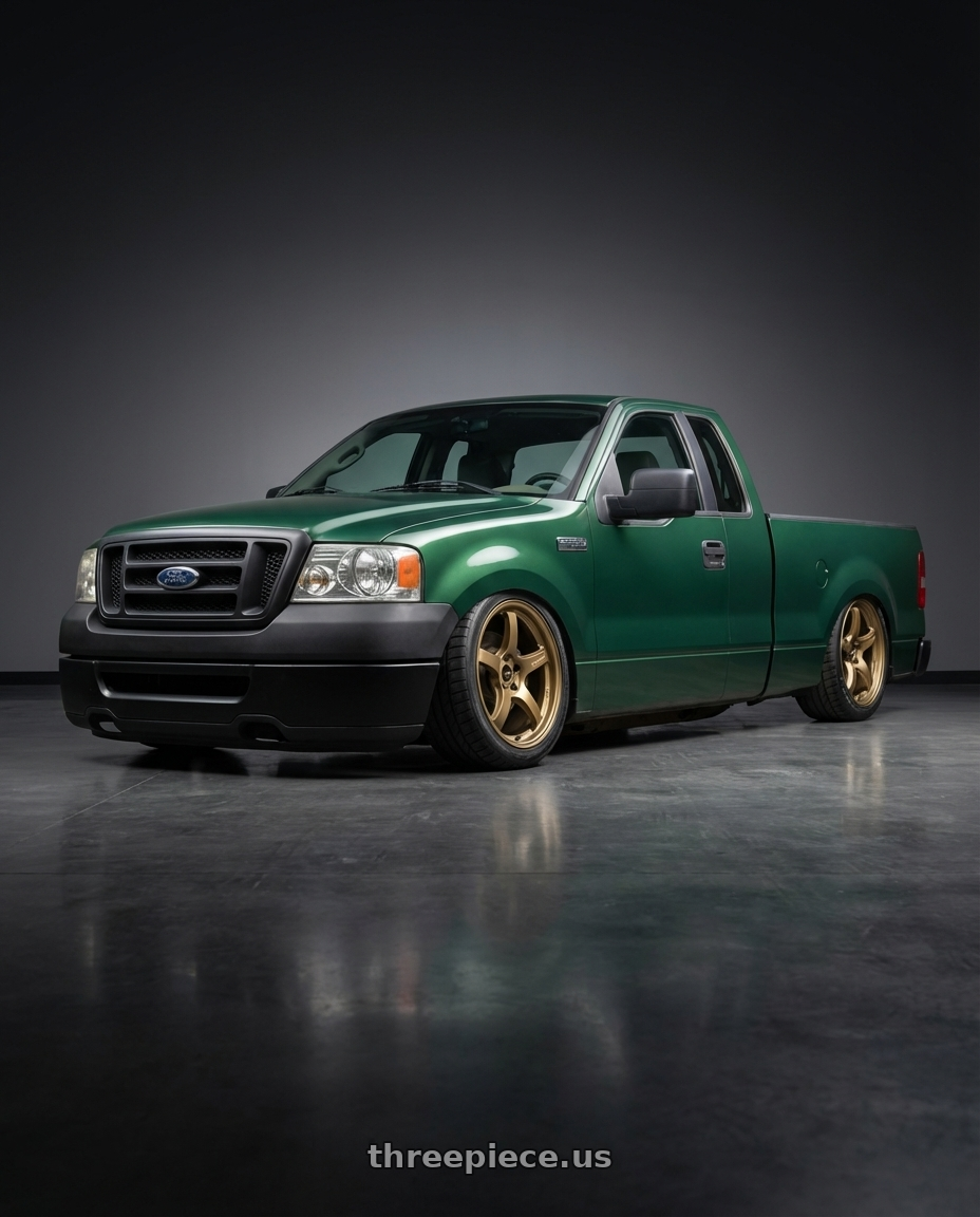 2008 f150 xl green  with Gram Lights 57CR 5x114.3 18x9.5 +38 Almite Gold wheels