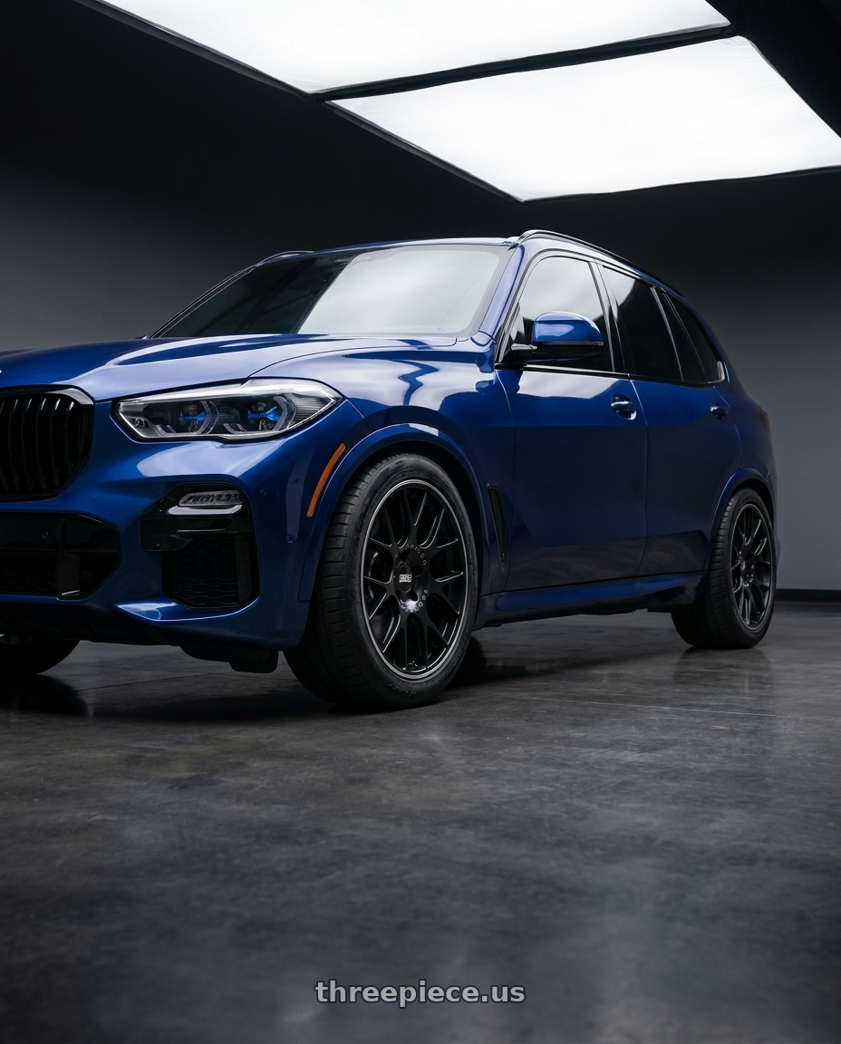 2023 bmw x5 blue with BBS CH-R 5x120 20x10.5 +24 Satin Black Polished Rim Protector wheels