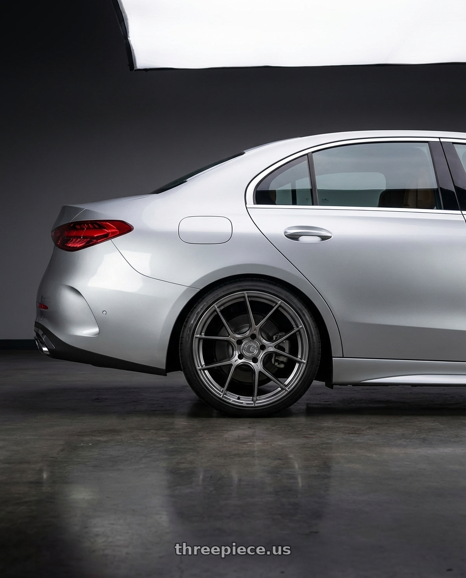 2022 Mercedes-Benz C-Class W206 with Aodhan AH-11 5x112 19x8.5 +35 Hyper Black wheels rear three quarter view square tires