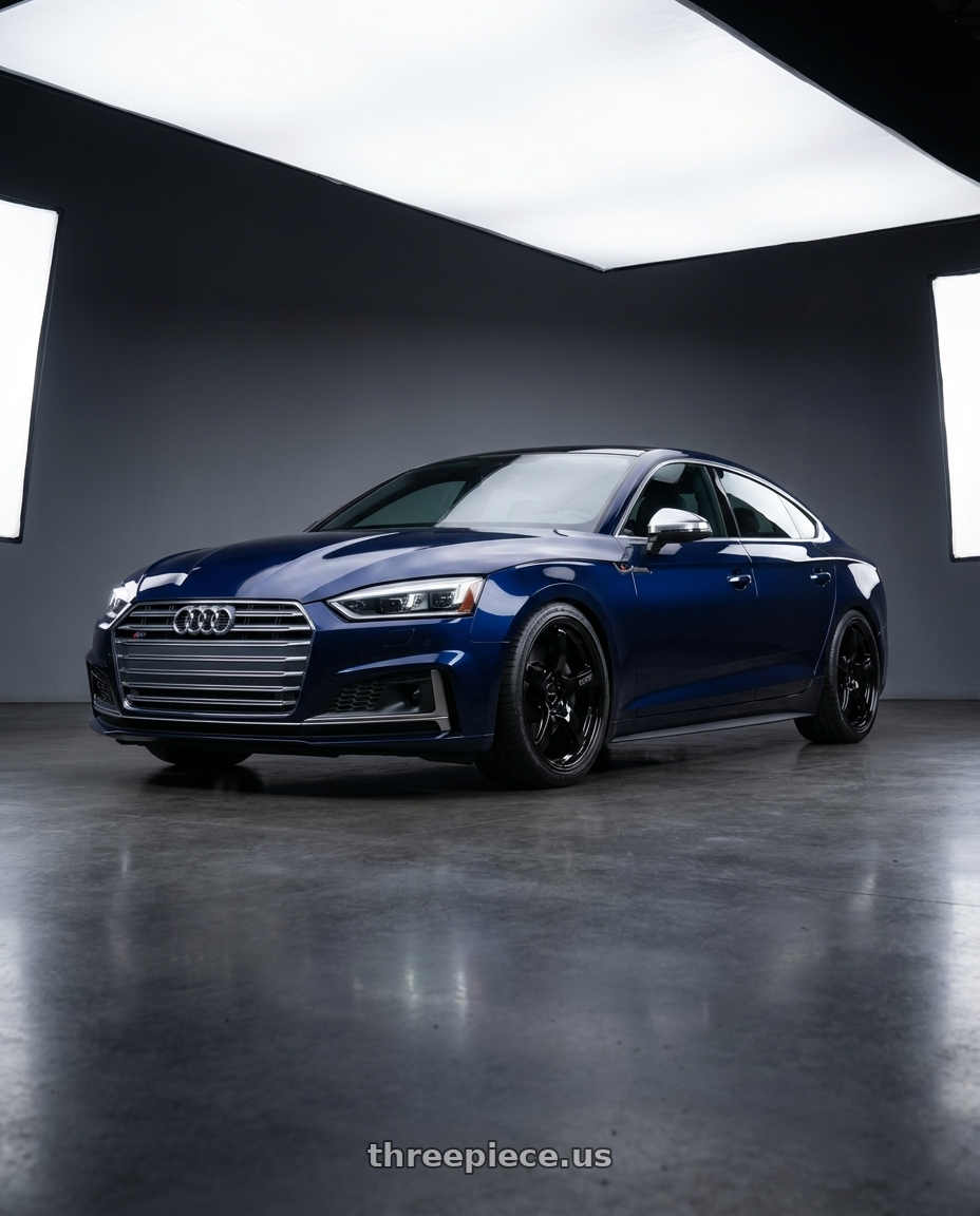 2014 Audi S5 B8 with Gram Lights 57CR 5x112 19x10.5+22 Glossy Black wheels